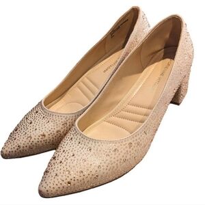 Adrianne Vittadini rhinestone rose shoes size 9M